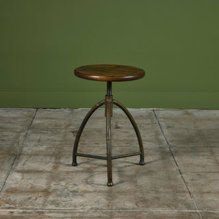 Industrial Adjustable Stool with Tripod Brass Base