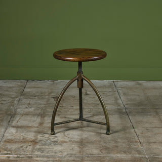 Industrial Adjustable Stool with Tripod Brass Base