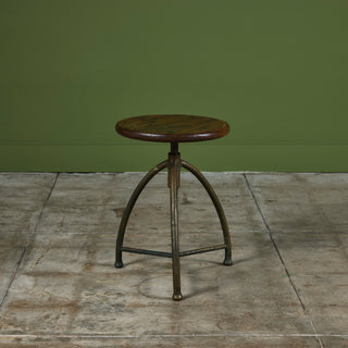 Industrial Adjustable Stool with Tripod Brass Base