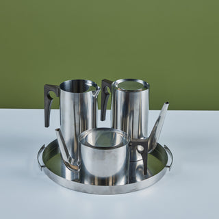 Arne Jacobsen Four Piece Stainless Steel Danish Coffee/Tea Set for Stelton