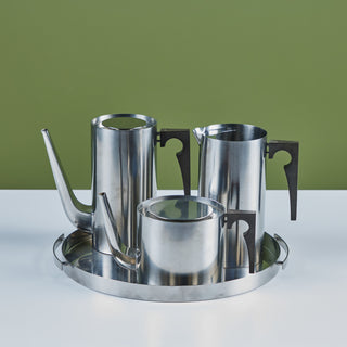 Arne Jacobsen Four Piece Stainless Steel Danish Coffee/Tea Set for Stelton