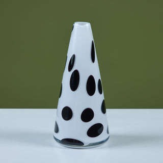 Black and White Polka Dot Glass Cone Vase