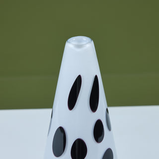 Black and White Polka Dot Glass Cone Vase