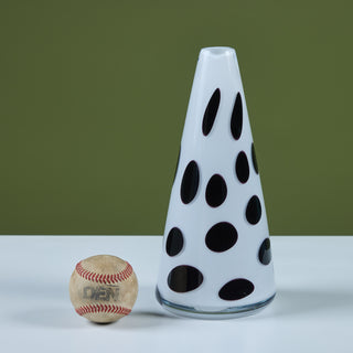 Black and White Polka Dot Glass Cone Vase