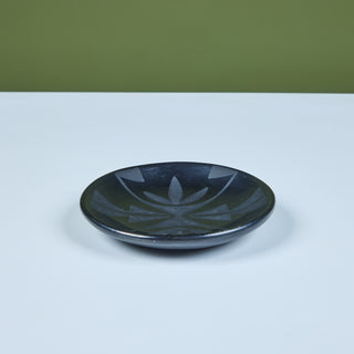 Black-on-Black Pottery Plate by Maria Martinez