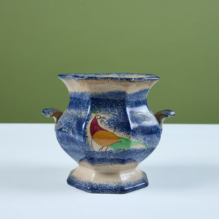 Staffordshire Peafowl Spatterware Sugar Bowl