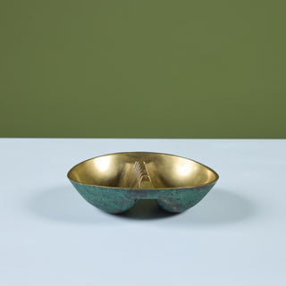 Solid Brass Ashtray with Verdigris