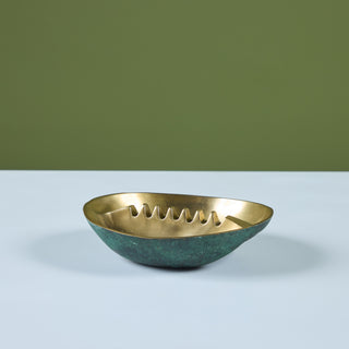 Solid Brass Ashtray with Verdigris