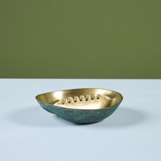 Solid Brass Ashtray with Verdigris