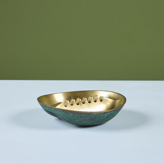 Solid Brass Ashtray with Verdigris