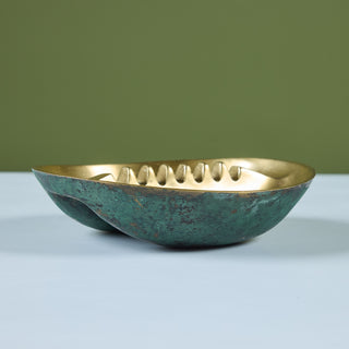 Solid Brass Ashtray with Verdigris