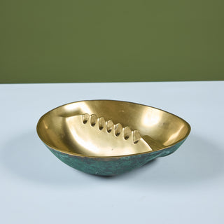 Solid Brass Ashtray with Verdigris