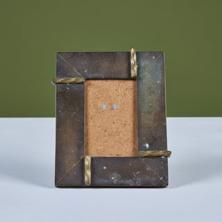 Brutalist Bronze and Brass Picture Frame