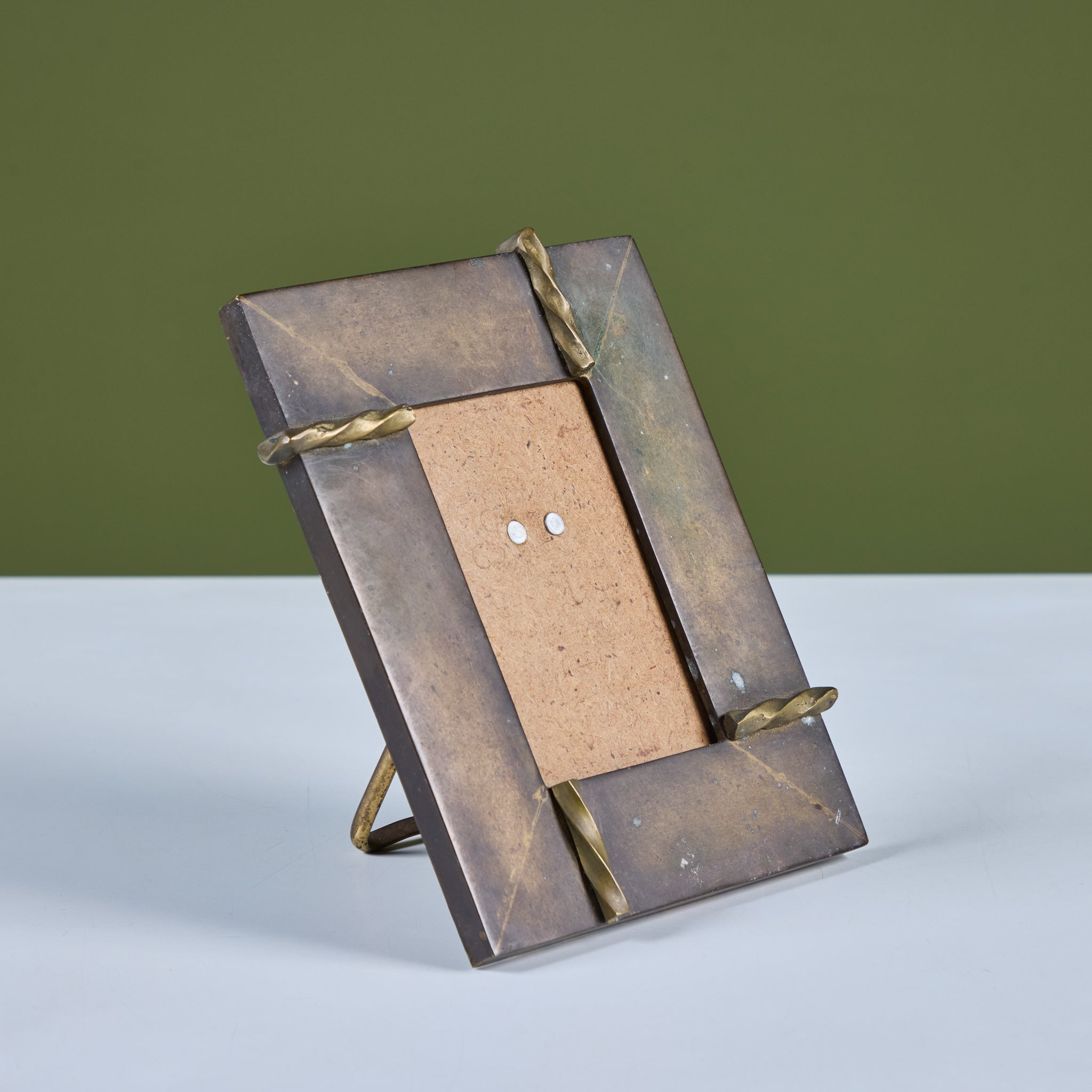 Brutalist Bronze and Brass Picture Frame