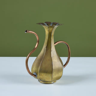 Brass and Copper Floral Pitcher