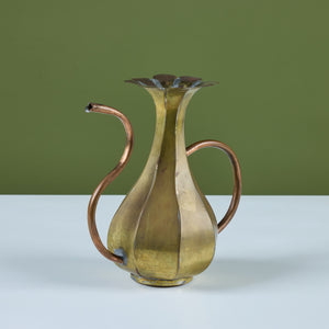 Brass and Copper Floral Pitcher