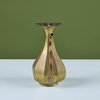 Brass and Copper Floral Pitcher