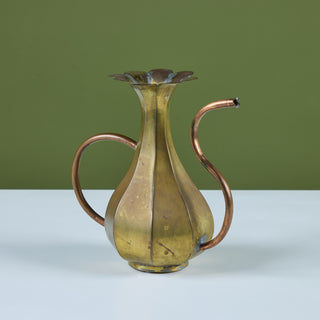 Brass and Copper Floral Pitcher