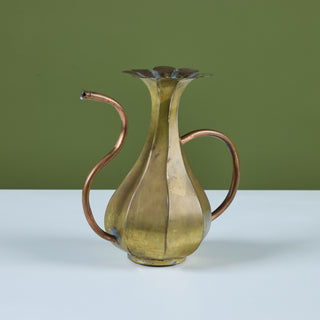 Brass and Copper Floral Pitcher