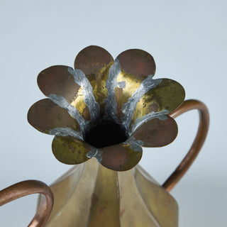 Brass and Copper Floral Pitcher