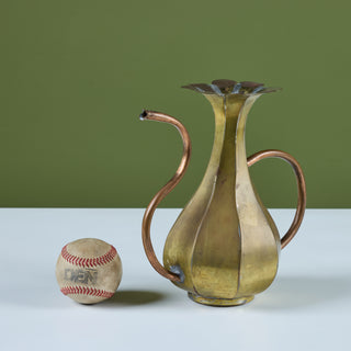 Brass and Copper Floral Pitcher