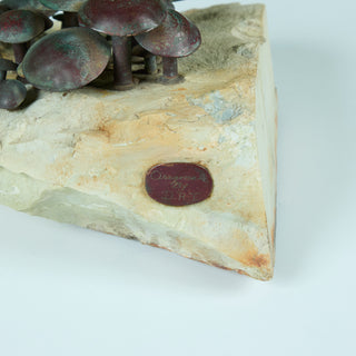 Oxidized Bronze Mounted Mushroom Sculpture