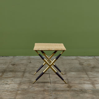 Italian Cane Top Side Table