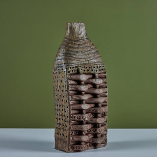 Hand Built Brutalist Japanese Ceramic Sculpture by Takao Tomono