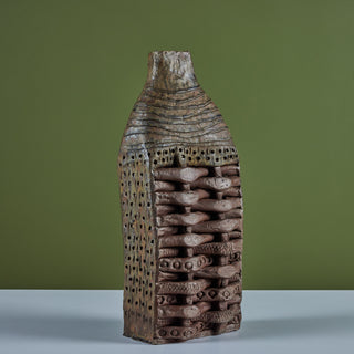 Hand Built Brutalist Japanese Ceramic Sculpture by Takao Tomono