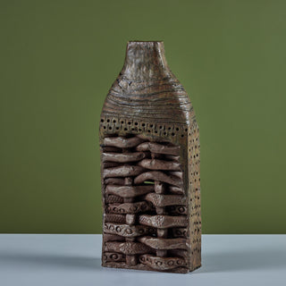 Hand Built Brutalist Japanese Ceramic Sculpture by Takao Tomono