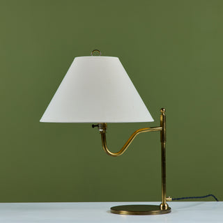 Brass Table Lamp with Curved Arm