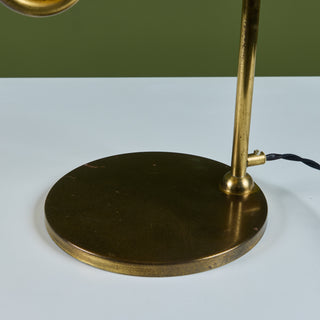 Brass Table Lamp with Curved Arm