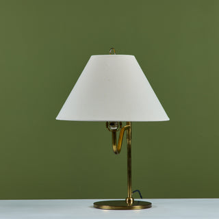 Brass Table Lamp with Curved Arm