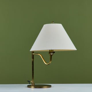 Brass Table Lamp with Curved Arm