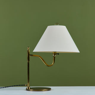 Brass Table Lamp with Curved Arm