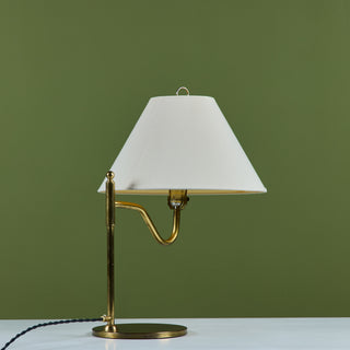 Brass Table Lamp with Curved Arm