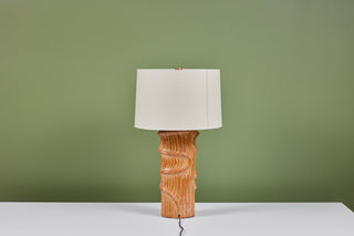 Sculptural Oak Table Lamp