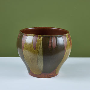 David Cressey Green Flame-Glaze Bell Planter for Architectural Pottery