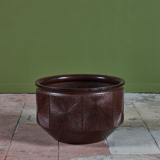 David Cressey & Robert Maxwell “Sunburst” Plum Glazed Bowl Planter for Earthgender