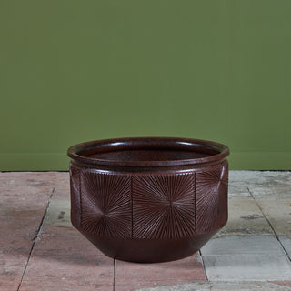 David Cressey & Robert Maxwell “Sunburst” Plum Glazed Bowl Planter for Earthgender