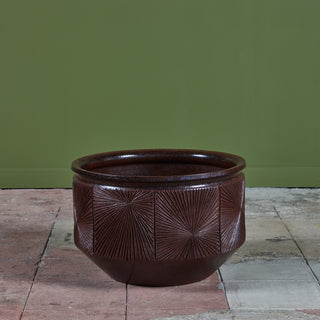 David Cressey & Robert Maxwell “Sunburst” Plum Glazed Bowl Planter for Earthgender