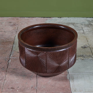 David Cressey & Robert Maxwell “Sunburst” Plum Glazed Bowl Planter for Earthgender