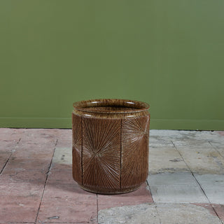 David Cressey & Robert Maxwell for Earthgender “Sunburst” Planter with Taupe Speckle Glaze