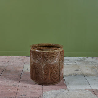 David Cressey & Robert Maxwell for Earthgender “Sunburst” Planter with Taupe Speckle Glaze