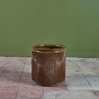 David Cressey & Robert Maxwell for Earthgender “Sunburst” Planter with Taupe Speckle Glaze