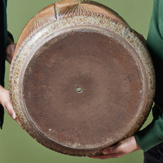 David Cressey & Robert Maxwell for Earthgender “Sunburst” Planter with Taupe Speckle Glaze