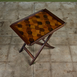 Don Shoemaker for Señal Geometric Marquetry Tray with Stand