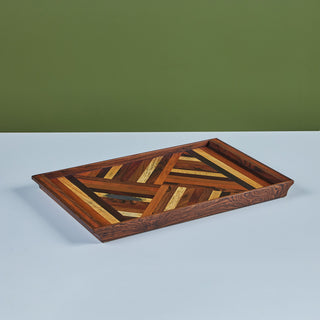 Don Shoemaker Geometric Marquetry Decorative Tray for Señal