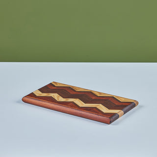 Don Shoemaker Wood Inlaid Chevron Pattern Cutting Board for Señal