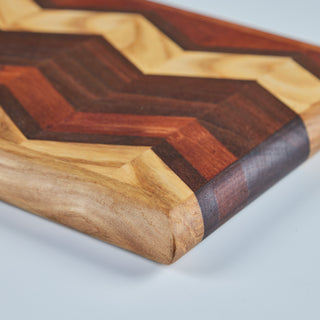 Don Shoemaker Wood Inlaid Chevron Pattern Cutting Board for Señal